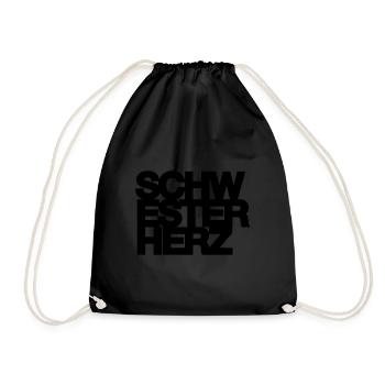 Schwesterherz, Schwester, Geschenk, Idee - Turnbeutel - Schwarz - Vorne