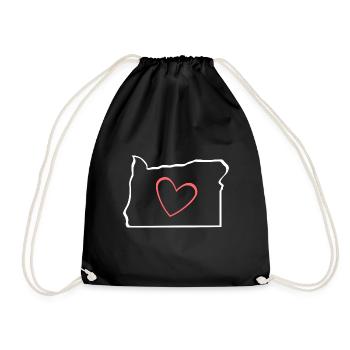 Heart Oregon Karte Design für stolze Oregonianer - Turnbeutel - Schwarz - Vorne