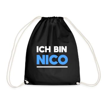 Nico Name Spruch für stolze Nicos - Turnbeutel - Schwarz - Vorne