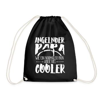 Cooler Papa Angeln Angler Angel Fischer Fische Aal - Turnbeutel - Schwarz - Vorne