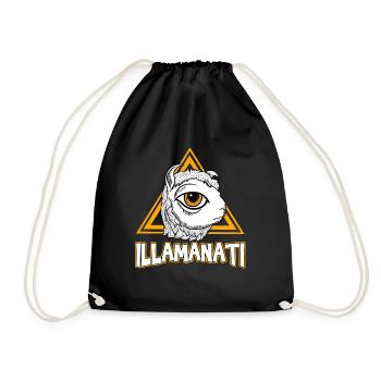illamanati - cooles Lama Alpaka Geschenk - Turnbeutel - Schwarz - Vorne