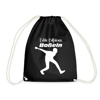 Echte Ostfriesen boßeln - Boßelgeschenk - Sport - Turnbeutel - Schwarz - Vorne