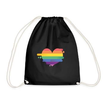 Rainbow Heart, Regenbogen Herz - Turnbeutel - Schwarz - Vorne
