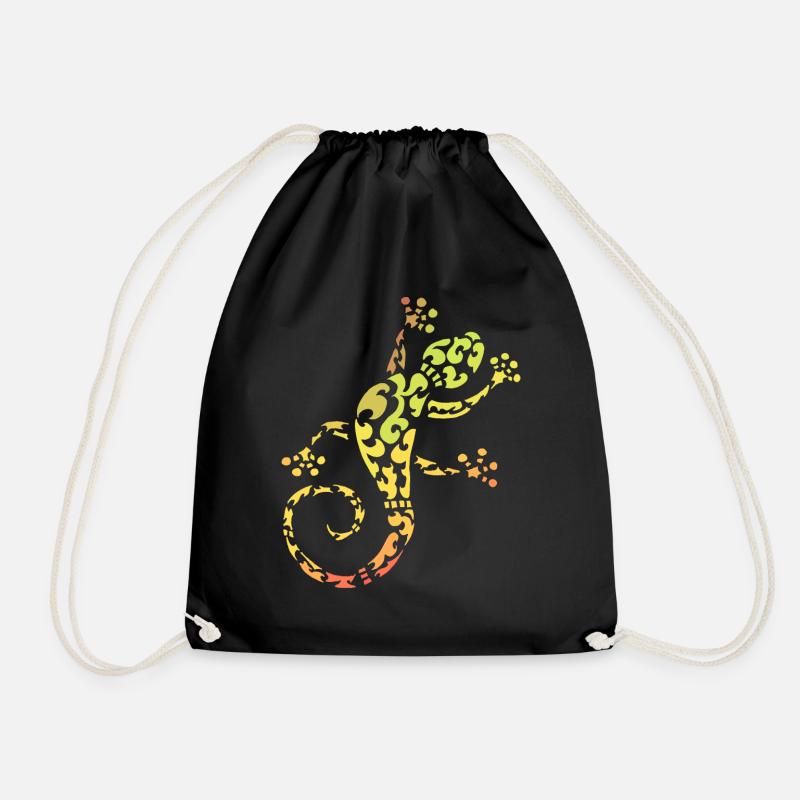 Gecko ou salamandre coloré - Sac de sport léger - noir