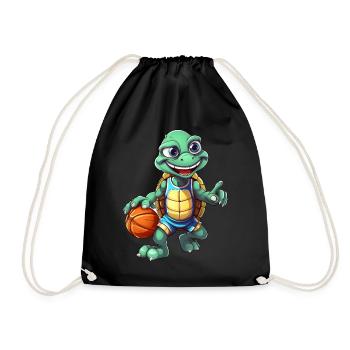 Basketball Turtle - Drawstring Bag - black - Front