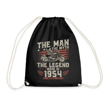 1954 Vintage Man Myth Legend Motorcycle - Drawstring Bag - black - Front