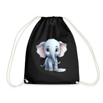 Cute Elephant Baby - Drawstring Bag - black - Front