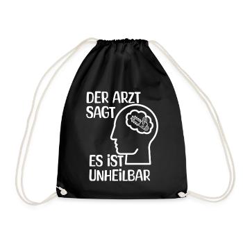 Der Arzt sagt es ist unheilbar, Kettensäge - Turnbeutel - Schwarz - Vorne