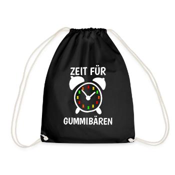 Zeit für Gummibären! Gummibär Uhr Süßigkeit - Turnbeutel - Schwarz - Vorne