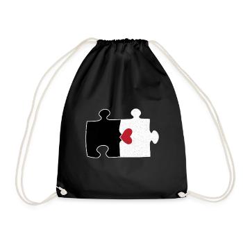 Schwarzes und weißes Puzzle-Design für Puzzle-Fans - Turnbeutel - Schwarz - Vorne