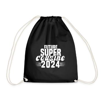 Pregnancy announcement 2023 future super cousin - Drawstring Bag - black - Front