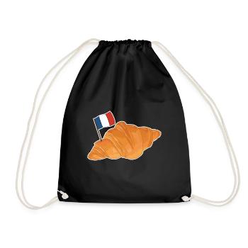 Croissant - Drôle de cuisine française - Sac de sport léger - noir - Devant