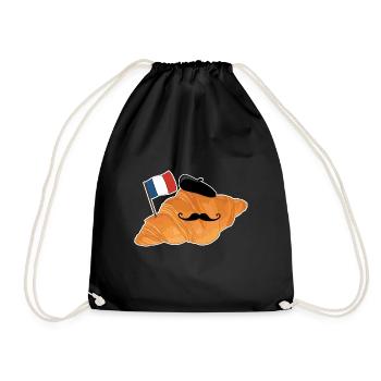 Croissant - Lustiges französisches Essen - Turnbeutel - Schwarz - Vorne