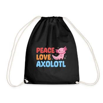 Peace Love Axolotl Design für Axolotl-Liebhaber - Turnbeutel - Schwarz - Vorne