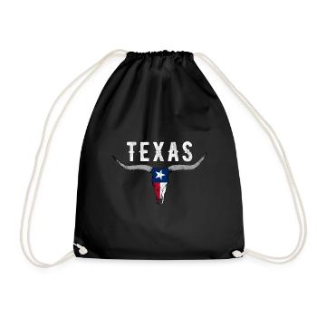 Texas Longhorn Rinder Design für stolze Texaner - Turnbeutel - Schwarz - Vorne