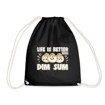 Delicious Asian Food Bao Bun Funny Dim Sum - Drawstring Bag - black - Front