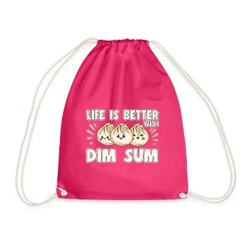 Delicious Asian Food Bao Bun Funny Dim Sum - Drawstring Bag - fuchsia - Front