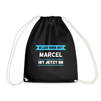 Marcel Name Design für stolze Marcels - Turnbeutel - Schwarz - Vorne