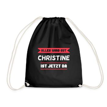 Christine Name Design für stolze Christines - Turnbeutel - Schwarz - Vorne