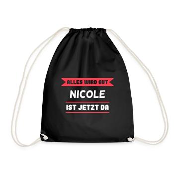 Nicole Name Design für stolze Nicoles - Turnbeutel - Schwarz - Vorne