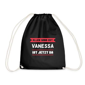 Vanessa Name Design für stolze Vanessas - Turnbeutel - Schwarz - Vorne