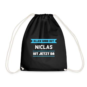 Niclas Name Design für stolze Niclas - Turnbeutel - Schwarz - Vorne