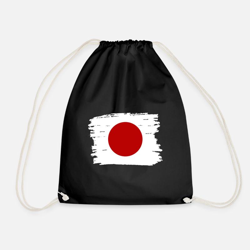 Japan Flag Used Look Nihon Japanese Flag - Drawstring Bag - black