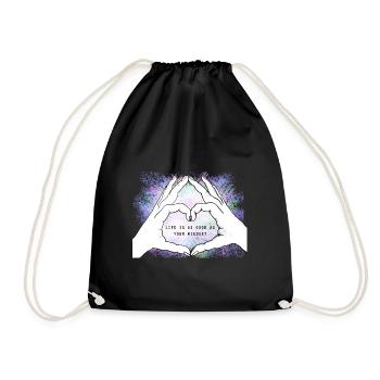 Hands form a heart. Mindset. Love. - Drawstring Bag - black - Front