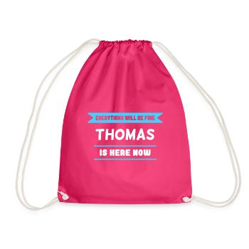 Thomas Name Spruch für stolzen Thomas - Turnbeutel - Fuchsia - Vorne