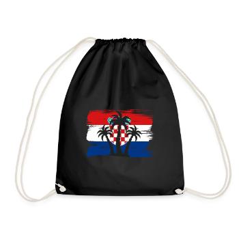 Kroatien Flagge Adria Zagreb Kroatische Fahne - Turnbeutel - Schwarz - Vorne