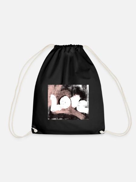 Love Liebe Design abstrakt modern - Turnbeutel - Schwarz