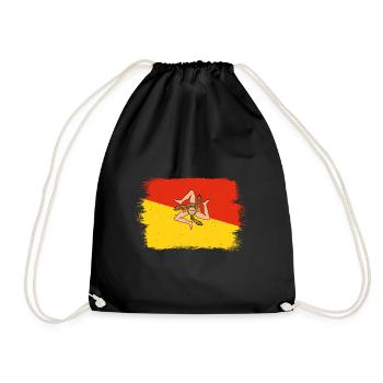 Drapeau de la Sicile Italie Palerme Trinacria Italia - Sac de sport léger - noir - Devant