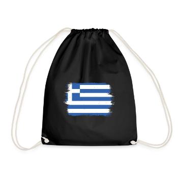 Griechenland Flagge Hellas Athen Griechische Fahne - Turnbeutel - Schwarz - Vorne