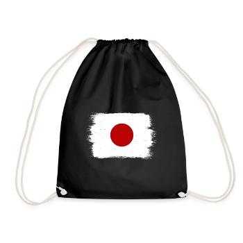 Japan Flagge Used Look Nihon Japanische Fahne - Turnbeutel - Schwarz - Vorne