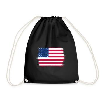 USA Flagge Amerika Fahne Stars & Stripes Patriot - Turnbeutel - Schwarz - Vorne