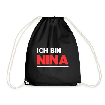 Nina Name Spruch für stolze Ninas - Turnbeutel - Schwarz - Vorne