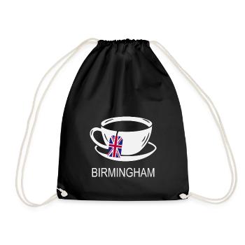 Birmingham Tea Cup UK Flag Teabag - Drawstring Bag - black - Front