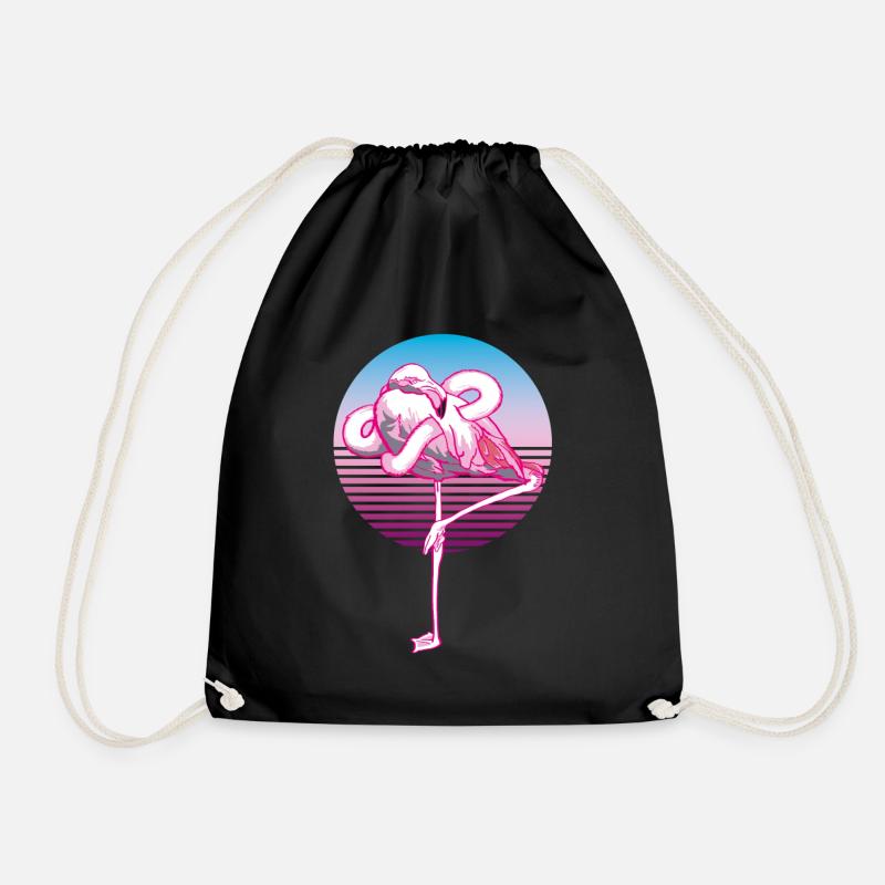Weird Flamingo - Retro Wave, Neon, 80ies - Turnbeutel - Schwarz
