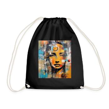 STREET ART WOMAN - Drawstring Bag - black - Front