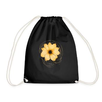Rose One-Line Drawing Style - Drawstring Bag - black - Front