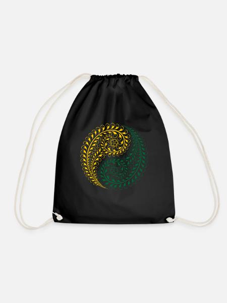 Jing Jang Yellow Green - Drawstring Bag - black