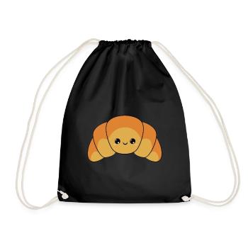 cute smiling croissant, süßes lächeln - Turnbeutel - Schwarz - Vorne
