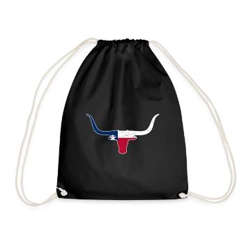 Texas Longhorn Rinder Design für stolze Texaner - Turnbeutel - Schwarz - Vorne