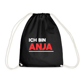 Anja Name Spruch für stolze Anjas - Turnbeutel - Schwarz - Vorne