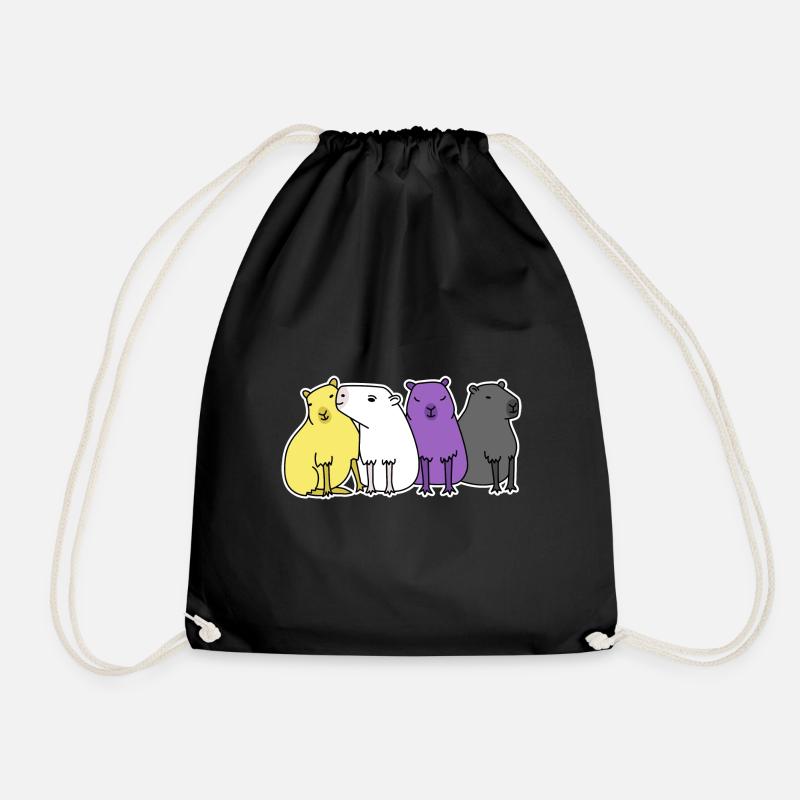 Nonbinary Flag Capybara Design für stolze Enbys - Turnbeutel - Schwarz