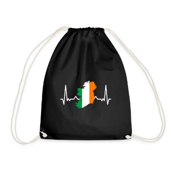 Ireland flag heartbeat Irish flag Dublin pulse - Drawstring Bag - black - Front