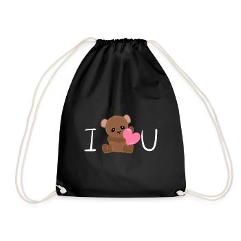 I love you bear heart Valentine's Day - Drawstring Bag - black - Front