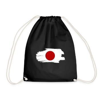 Japan Flag Used Look Nihon Japanese Flag - Drawstring Bag - black - Front