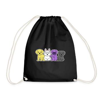 Nichtbinäres Flaggenhund-Design für stolze Enbys - Turnbeutel - Schwarz - Vorne
