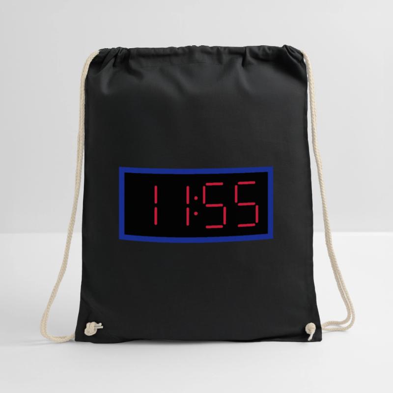 ★ design colors changeable ★ digital clock 11:55 clock Drawstring Bag